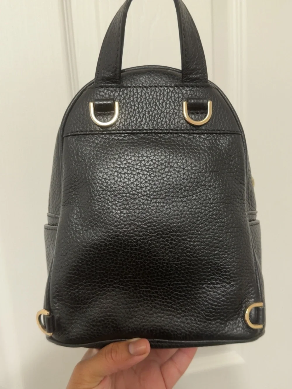 Michael Kors Black Pebbled Leather Mini Backpack with Gold Studs